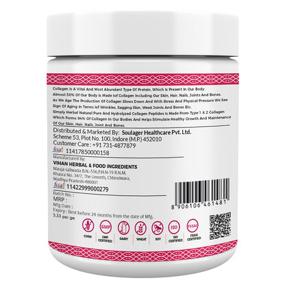 Simply Herbal Plant-Based Collagen Powder Peptide Builder With Vitamin C, Silica, & Biotin –300gm