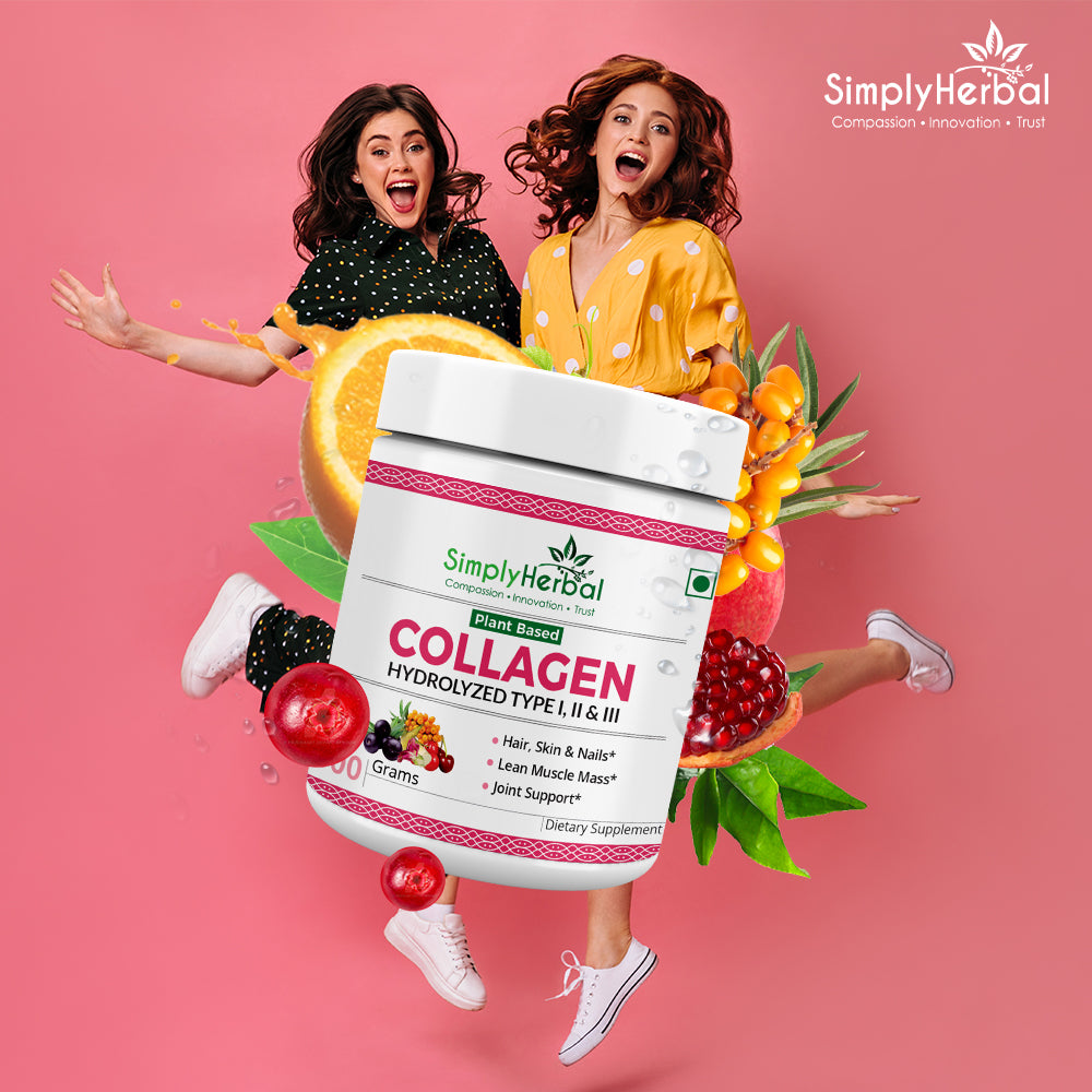 Simply Herbal Plant-Based Collagen Powder Peptide Builder With Vitamin C, Silica, & Biotin –300gm