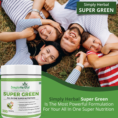 Simply Herbal Super Green Herbs Mix Supplement Powder (All in One Nutrition) – 300 GM
