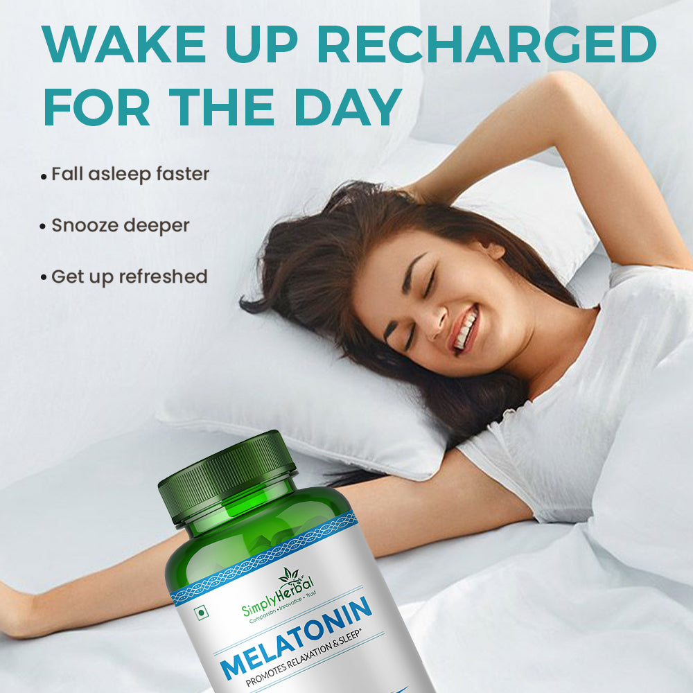 Simply Herbal Melatonin 10mg Sleeping Aid Healthy Sleep Cycle-60 Tablets