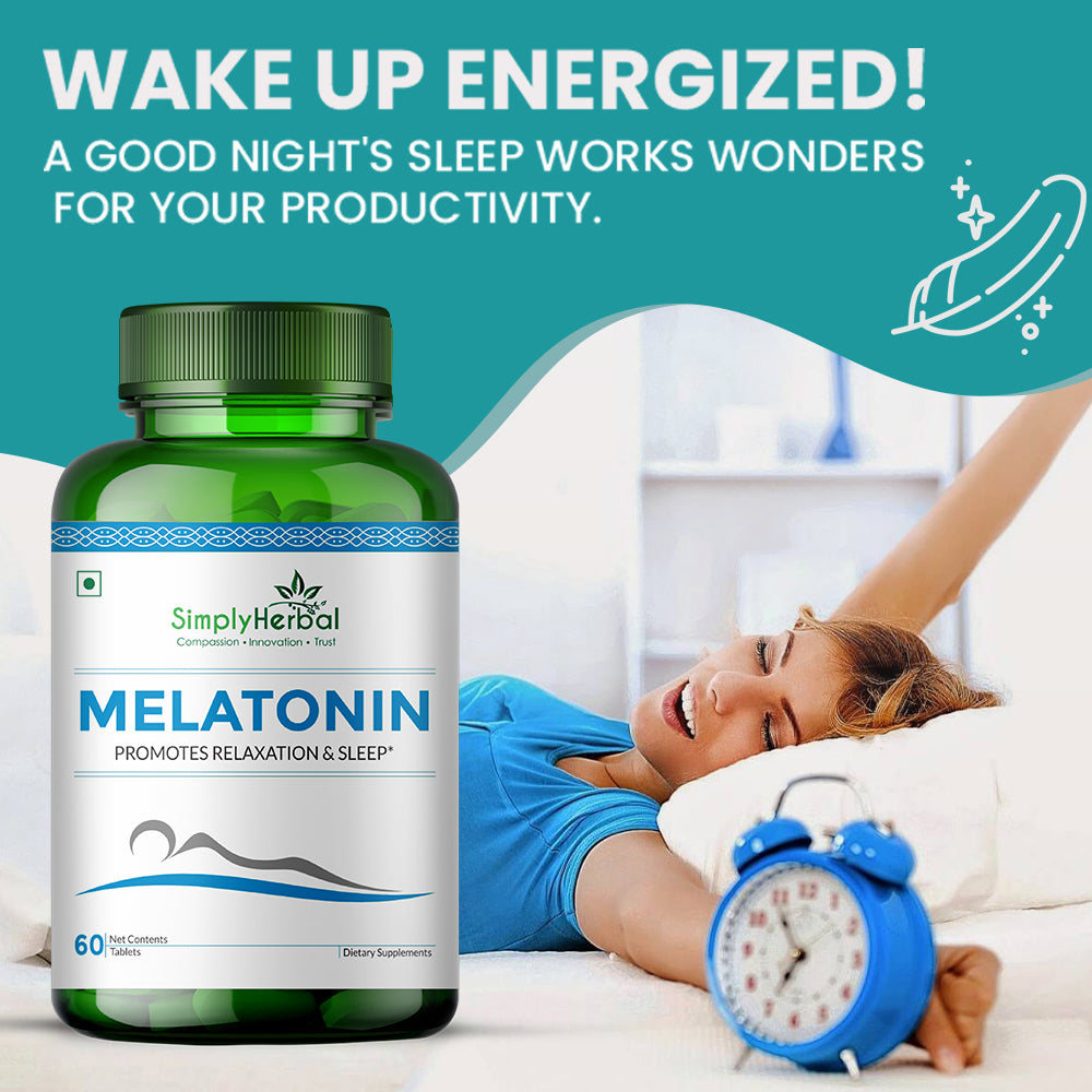 Simply Herbal Melatonin 10mg Sleeping Aid Healthy Sleep Cycle-60 Tablets
