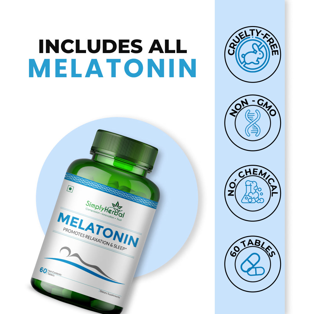 Simply Herbal Melatonin 10mg Sleeping Aid Healthy Sleep Cycle-60 Tablets