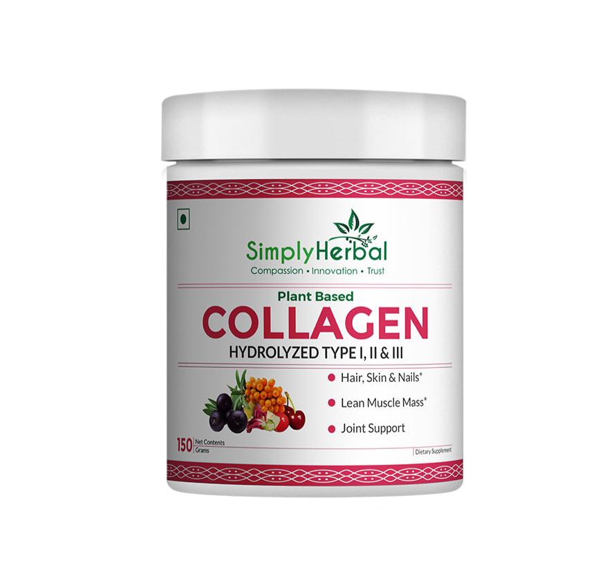 Simply Herbal Plant-Based Collagen Powder Peptide Builder With Vitamin C, Silica, & Biotin –150gm