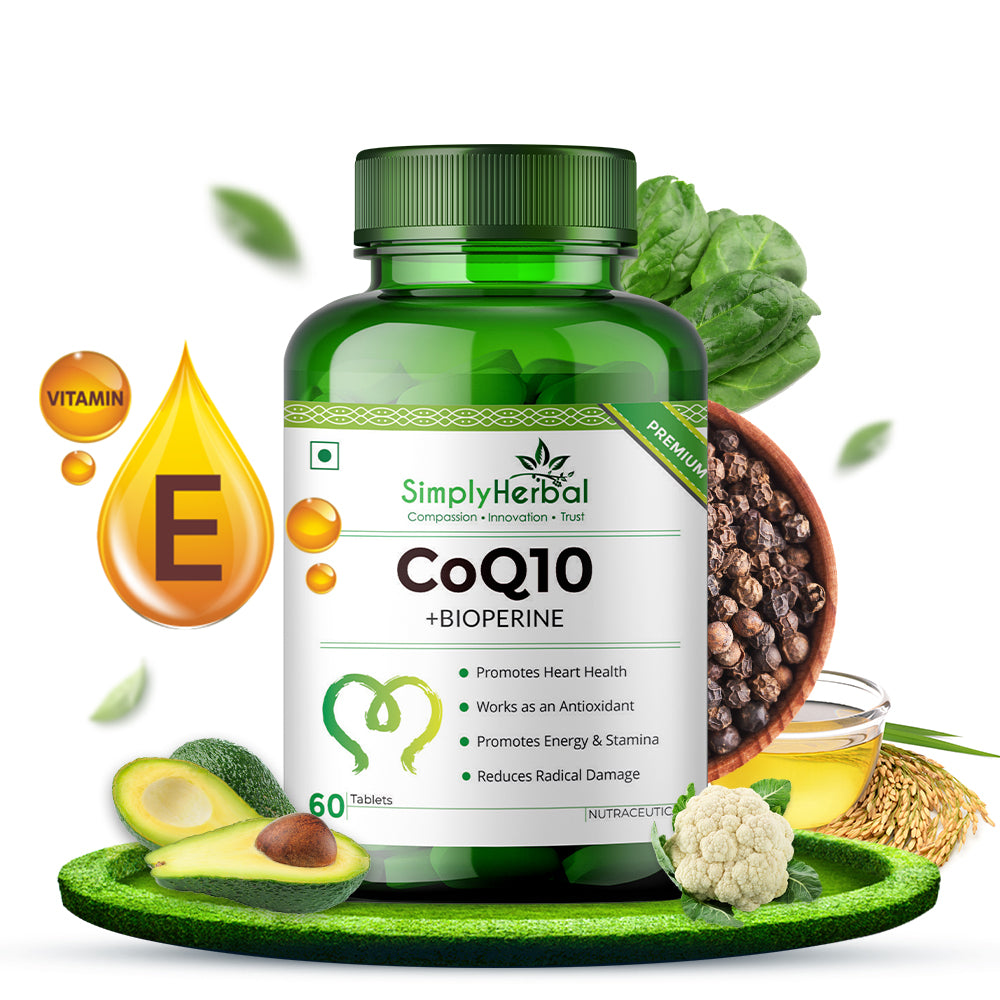 Simply Herbal CoQ10 (Coenzyme Q10) with Bioperine 200mg - 60 Tablets