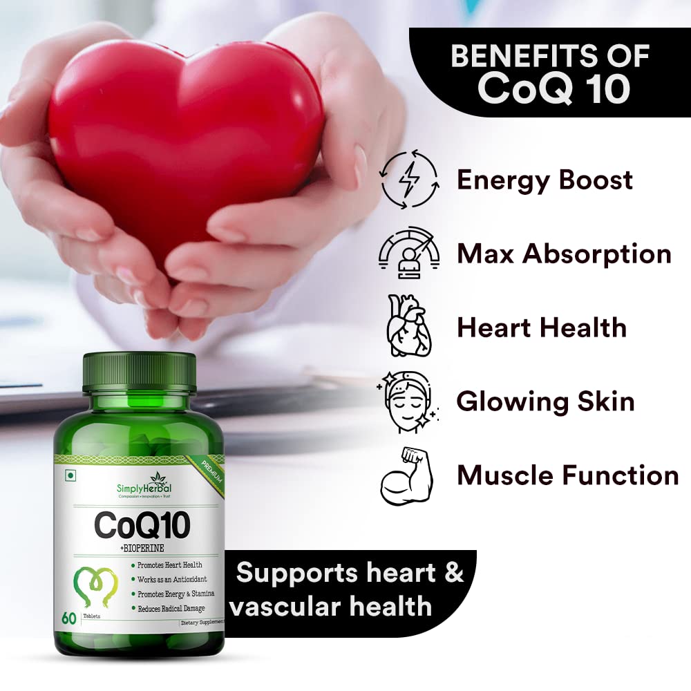 Simply Herbal CoQ10 (Coenzyme Q10) with Bioperine 200mg - 60 Tablets