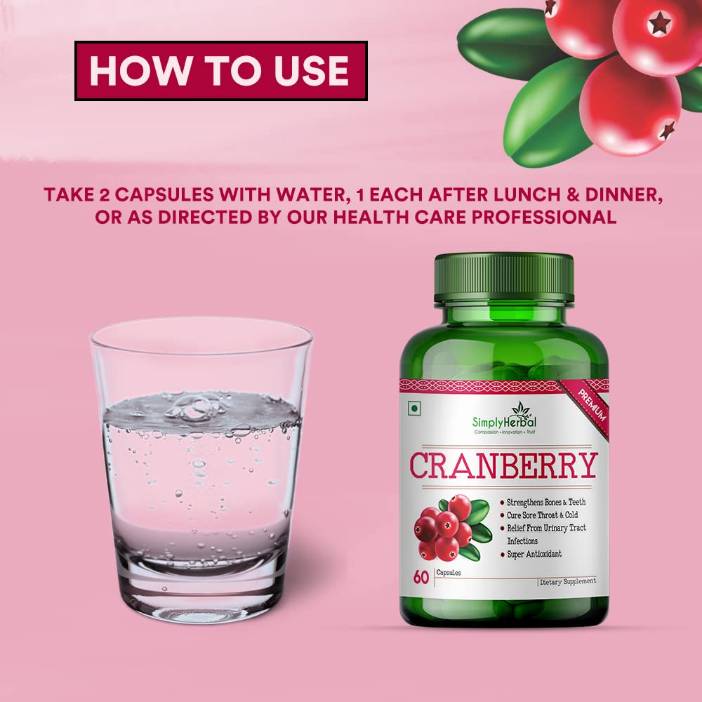 Simply Herbal D Mannose Cranberry Urinary Tract Health 800MG –60 Capsules