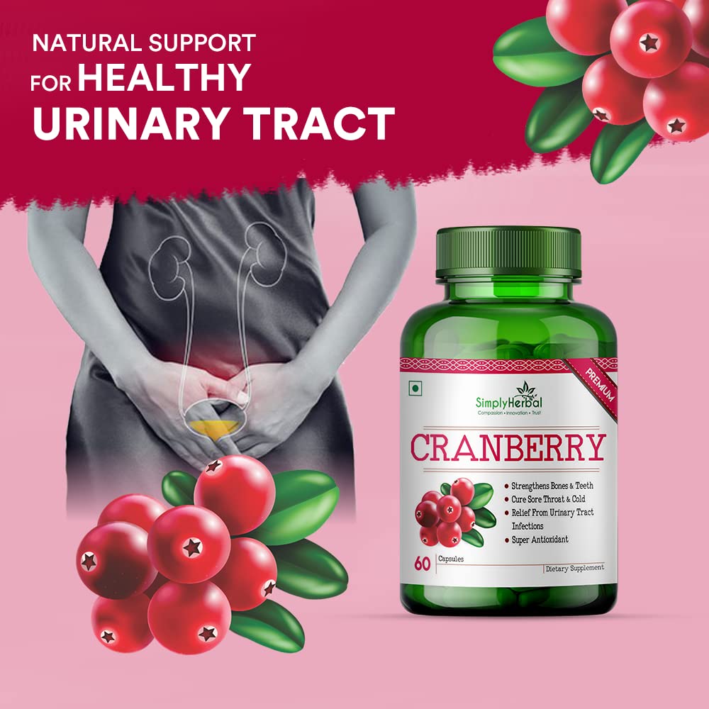 Simply Herbal D Mannose Cranberry Urinary Tract Health 800MG –60 Capsules