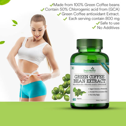 Simply Herbal Green Coffee Beans Extract Weight Control Supplement 500mg – 60 Capsuless