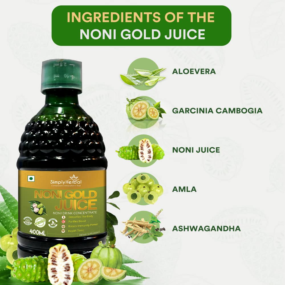 Simply Herbal Noni Gold Juice -Blood Purifier, Immunity & Body Detoxifiers Health Tonic -400ml