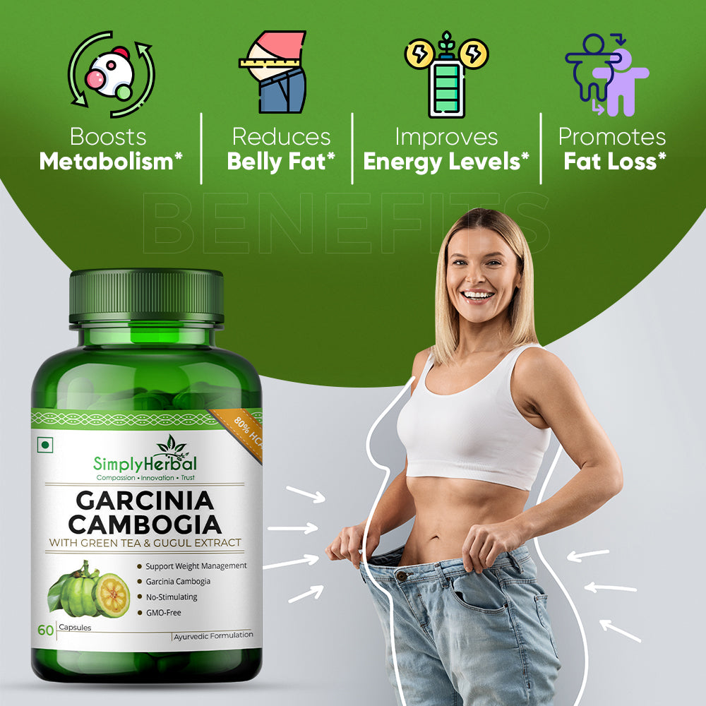 Simply Herbal Garcinia Cambogia With Green Coffee, Green Tea & Guggul Extract 800mg -60 Capsules