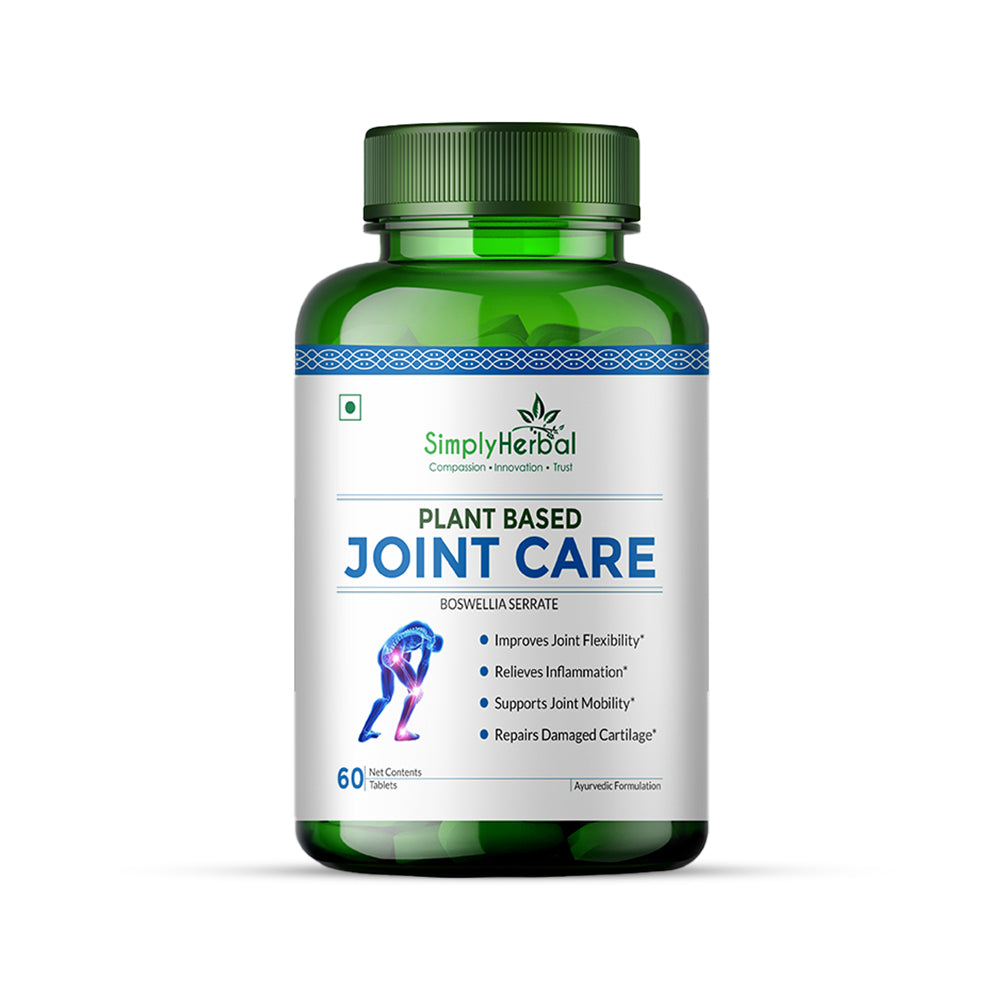 Simply Herbal Plant-Based Joint Care with Moringa, Boswellia Serrata & Aloevera 1000mg -60 Tablets