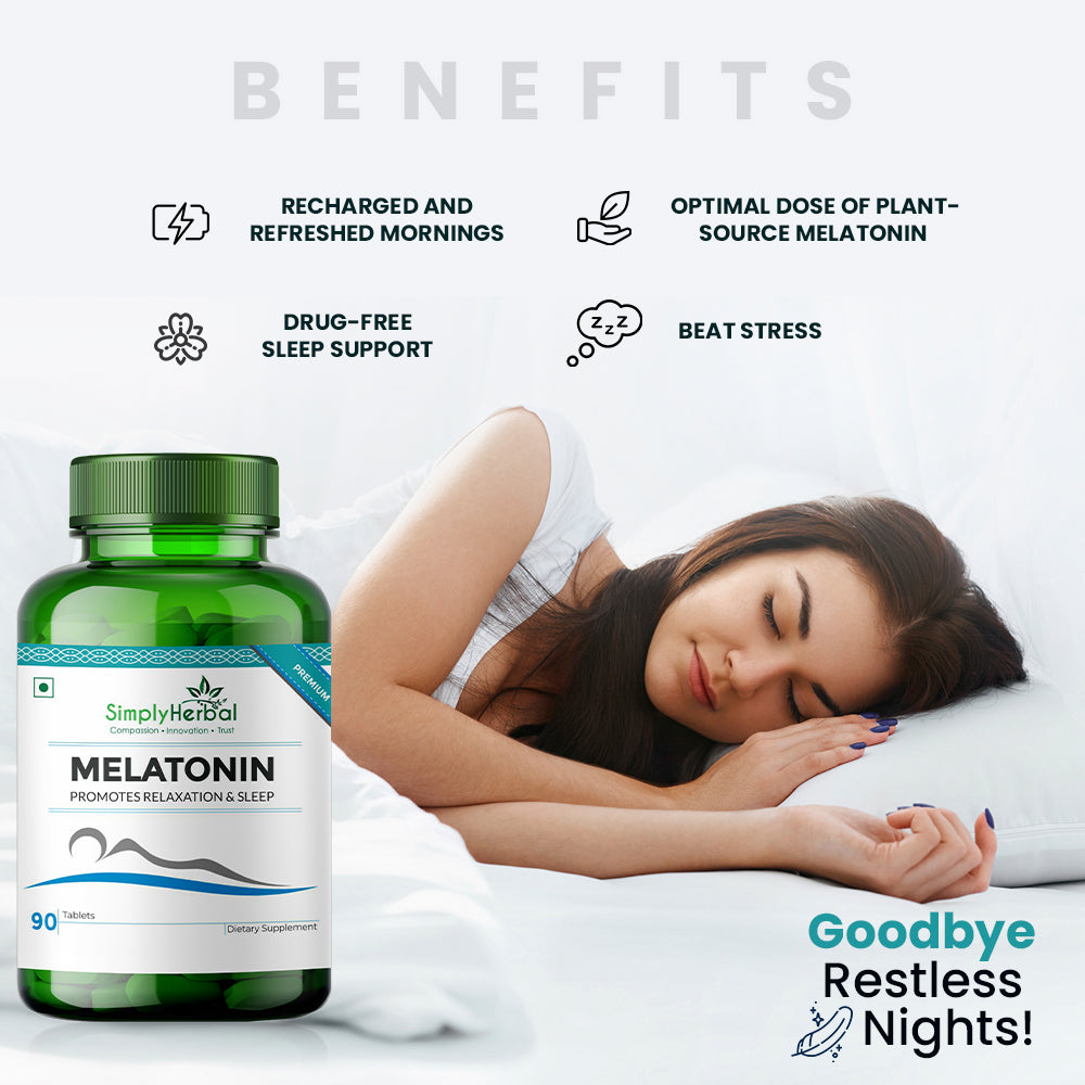 Simply Herbal Melatonin 10mg Sleeping Aid Healthy Sleep Cycle-90 Tablets
