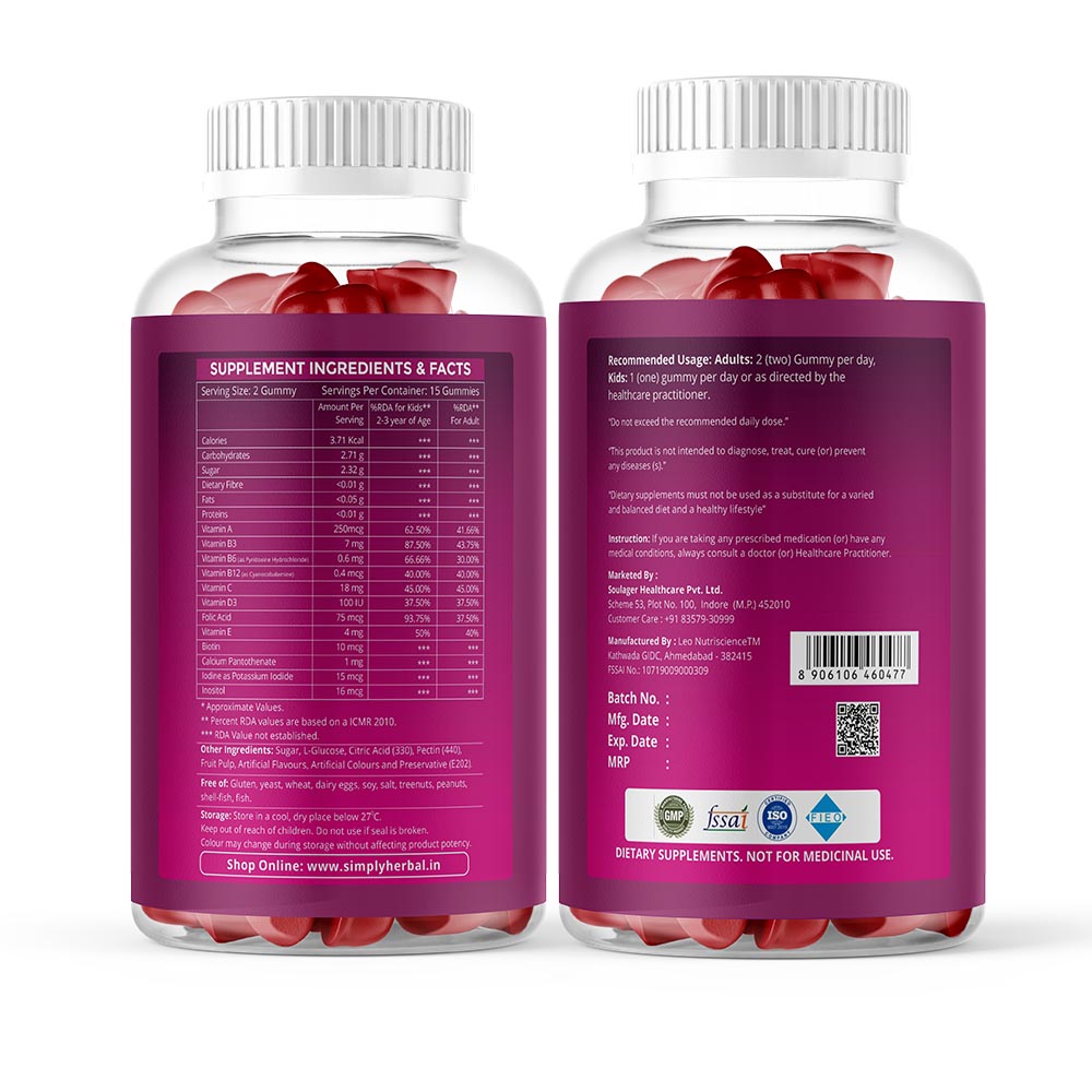 Simply Herbal Multivitamin Gummies – 30 Gummies | Daily Nutrition for Kids & Adults