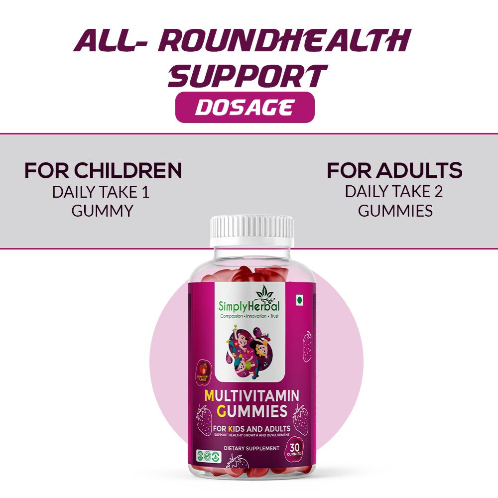 Simply Herbal Multivitamin Gummies – 30 Gummies | Daily Nutrition for Kids & Adults