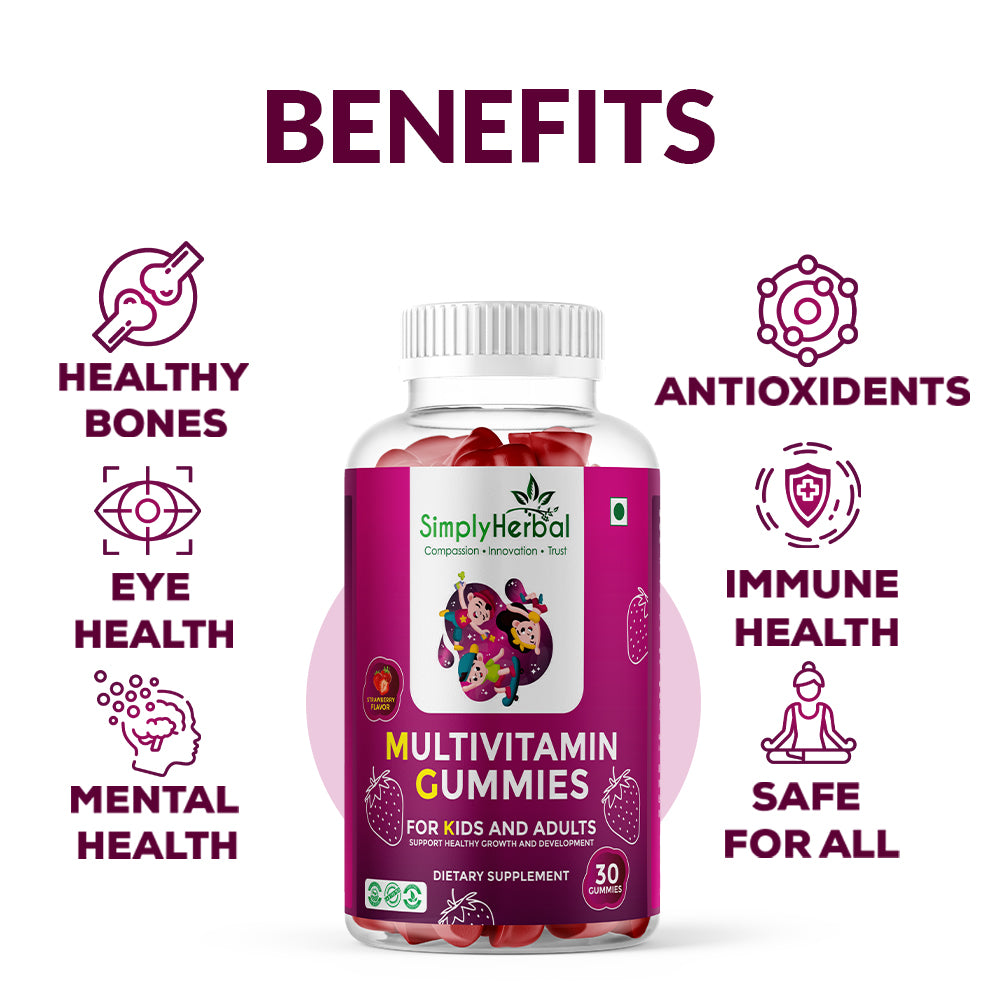 Simply Herbal Multivitamin Gummies – 30 Gummies | Daily Nutrition for Kids & Adults