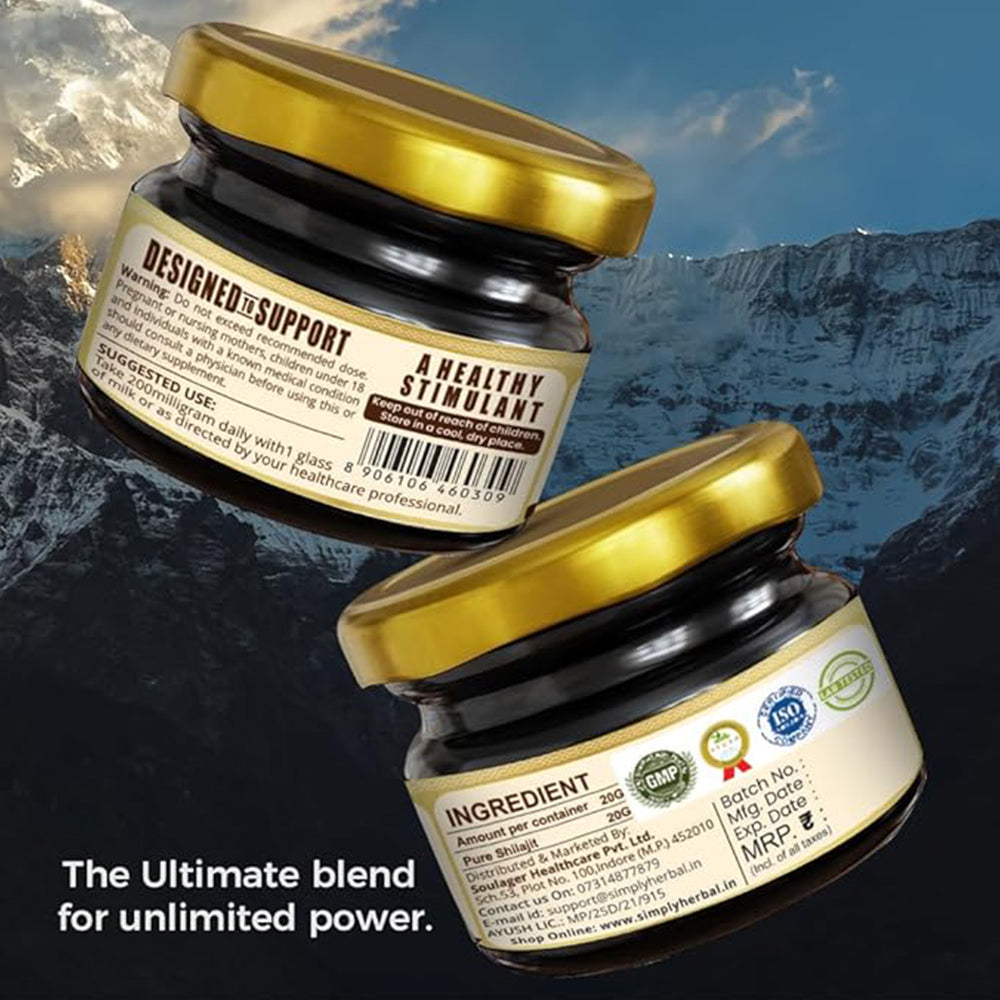 Simply Herbal Divya Himalayan Raw Shilajit Pure Ayurveda - 20 Gram