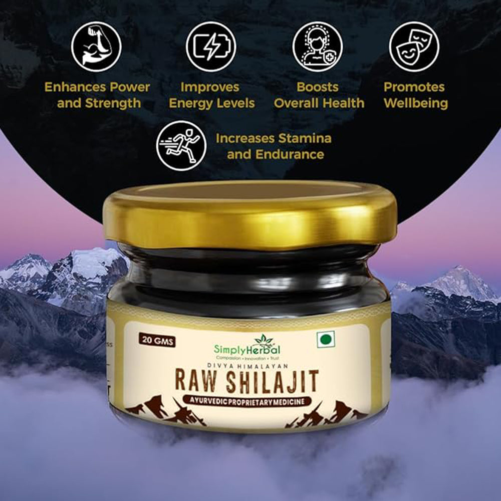 Simply Herbal Divya Himalayan Raw Shilajit Pure Ayurveda - 20 Gram