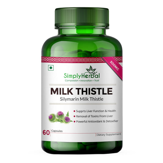 Simply Herbal Milk Thistle (Silymarin) Support Liver Health 500Mg - 60 Capsules