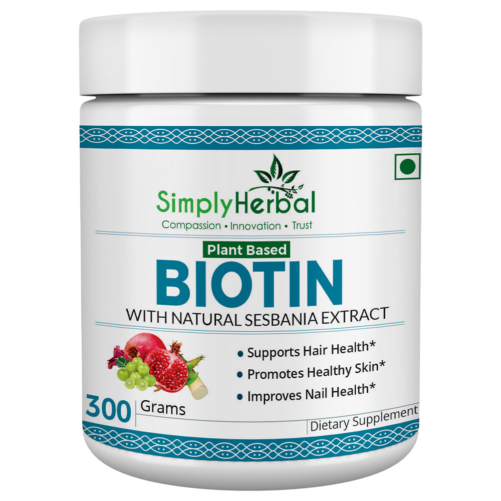 Simply Herbal Plant-Based Biotin Powder with Natural Sesbania Agati Extract – 300 Gm