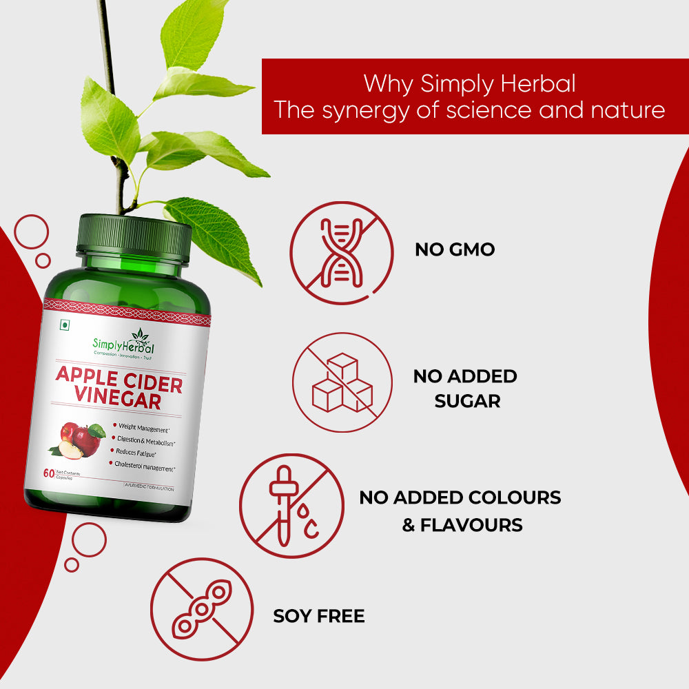 Simply Herbal Apple Cider Vinegar 500mg -60 Capsules