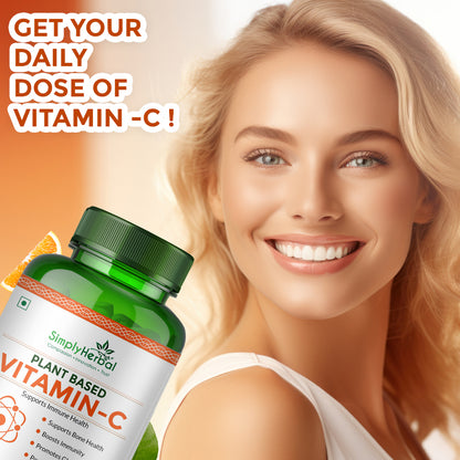 Simply Herbal Vitamin-C for Glowing Skin, Bone & Immune Health 1000mg - 60 Tablets