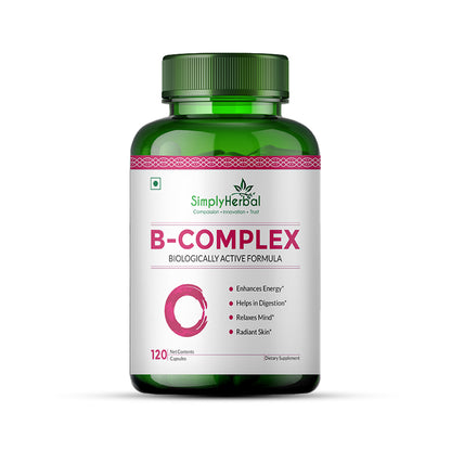 Simply Herbal Vitamin B-Complex Premium Biologically Active Formula-120 Capsules