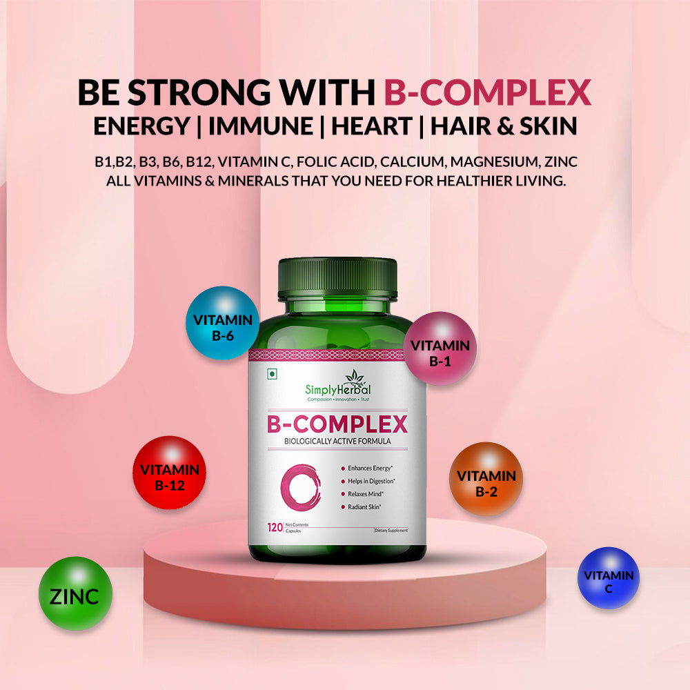 Simply Herbal Vitamin B-Complex Premium Biologically Active Formula-120 Capsules