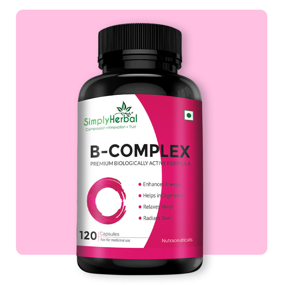 Simply Herbal Vitamin B-Complex Premium Biologically Active Formula-120 Capsules