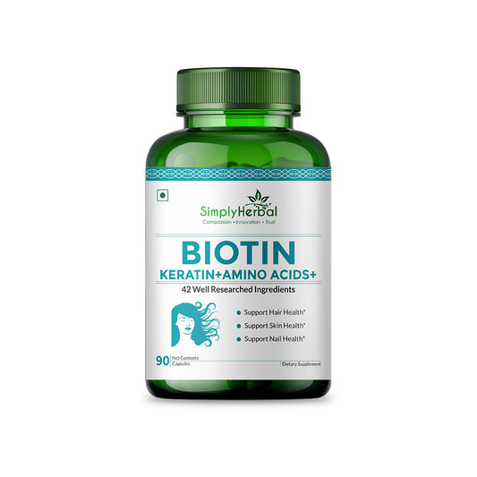 Simply Herbal Biotin With Keratin +Amino Acid +Natural Extract & Multivitamin -90 Capsules