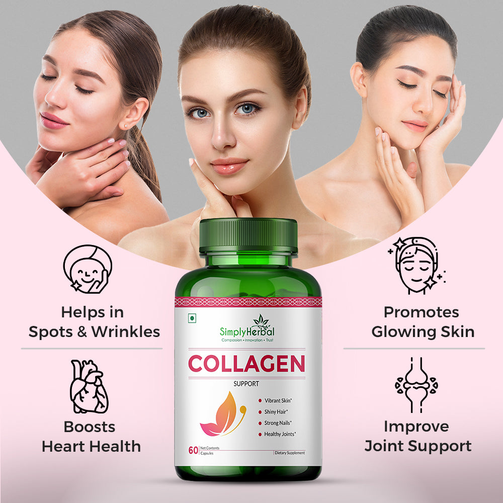 Simply Herbal Collagen Support With Vitamin C & White Kidney Beans 1000mg -60 Capsules