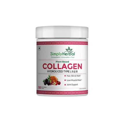 Simply Herbal Plant-Based Collagen Powder Peptide Builder With Vitamin C, Silica, & Biotin –300gm