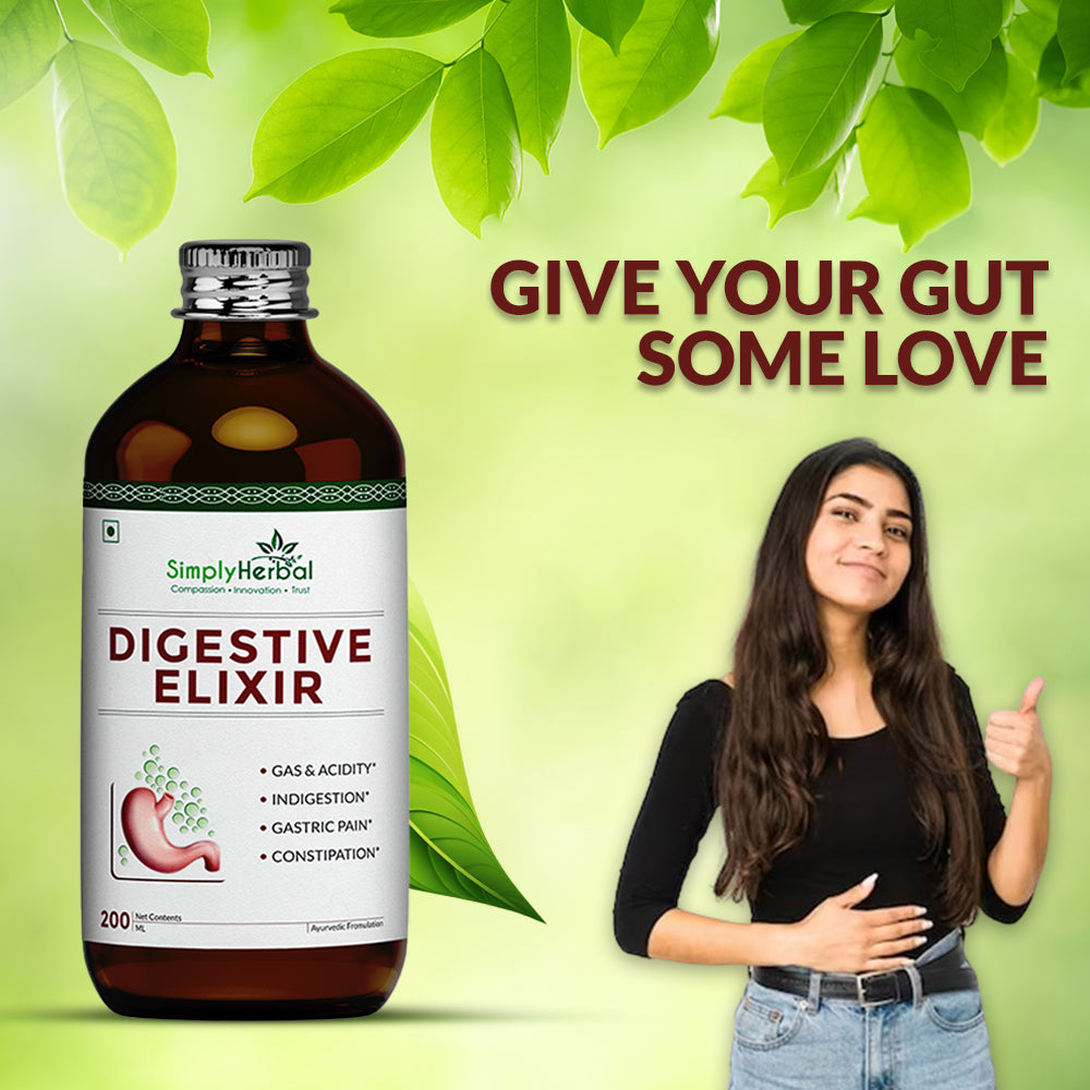 Simply Herbal Ayurvedic Digestive Elixir Syrup Tonic Enriched With 37 Digestion Enzymes - 200ml