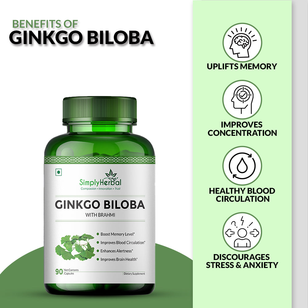 Simply Herbal Ginkgo Biloba With Brahmi 500mg - 90 Capsules