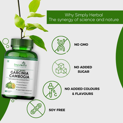 Simply Herbal Garcinia Cambogia With Green Coffee, Green Tea & Guggul Extract 800mg -60 Capsules