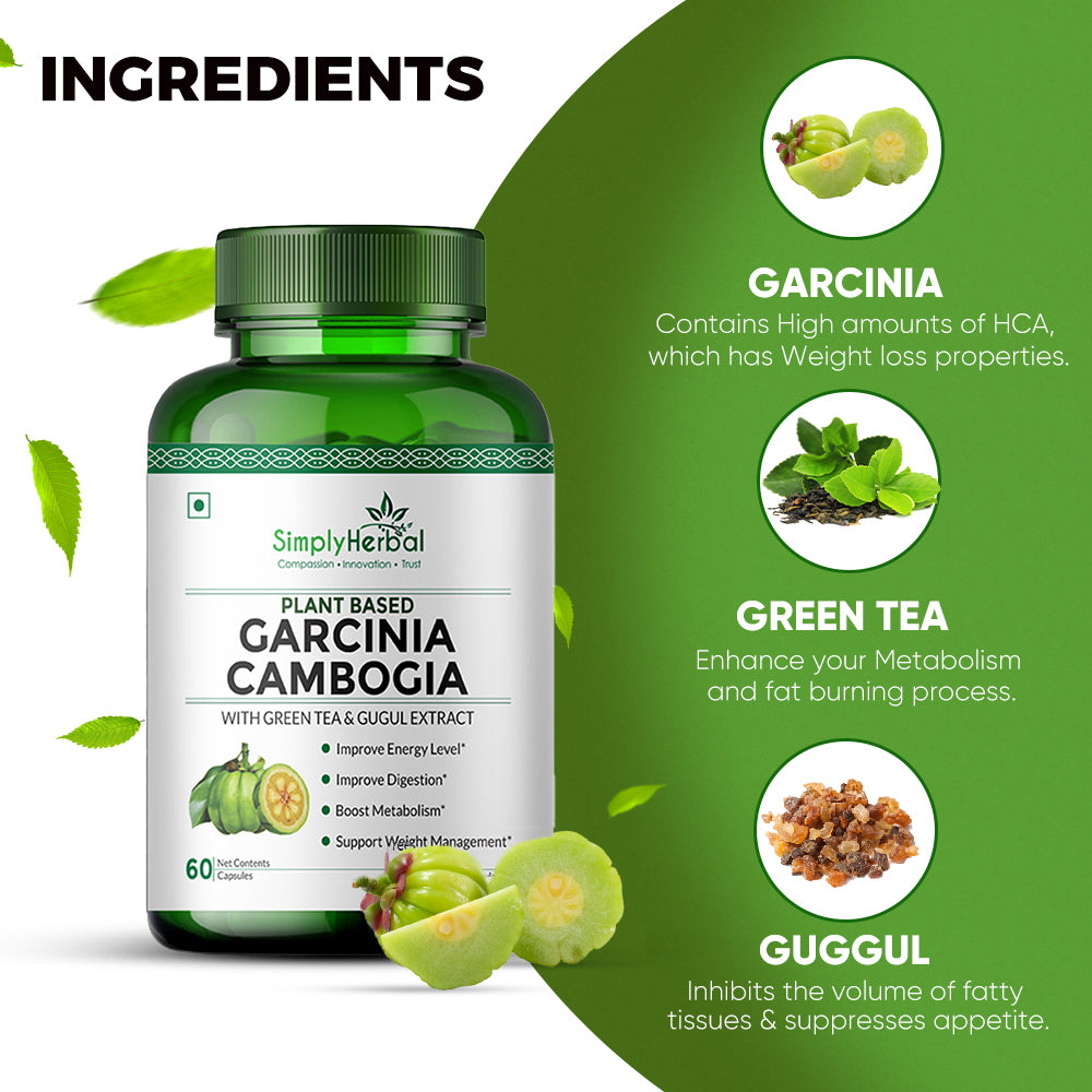 Simply Herbal Garcinia Cambogia With Green Coffee, Green Tea & Guggul Extract 800mg -60 Capsules