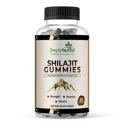 Simply Herbal Shilajit Gummies | With Shilajit Extract, Chicory Root & Ashwagandha | Strength, Stamina & Vitality Support | 30 Gummies | Vegan | Gluten-Free