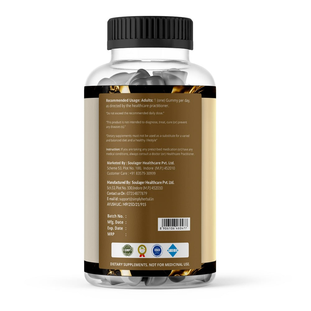 Simply Herbal Shilajit Gummies | With Shilajit Extract, Chicory Root & Ashwagandha | Strength, Stamina & Vitality Support | 30 Gummies | Vegan | Gluten-Free