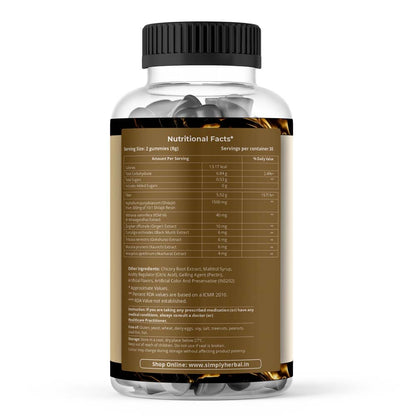 Simply Herbal Shilajit Gummies | With Shilajit Extract, Chicory Root & Ashwagandha | Strength, Stamina & Vitality Support | 30 Gummies | Vegan | Gluten-Free