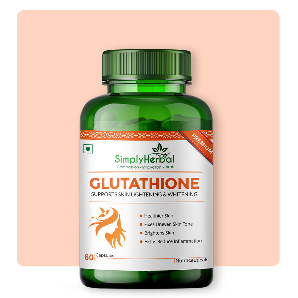 Simply Herbal L-Glutathione With Vitamin C & E for Skin Glowing, Lightening & Whitening 1000mg -60 Capsules