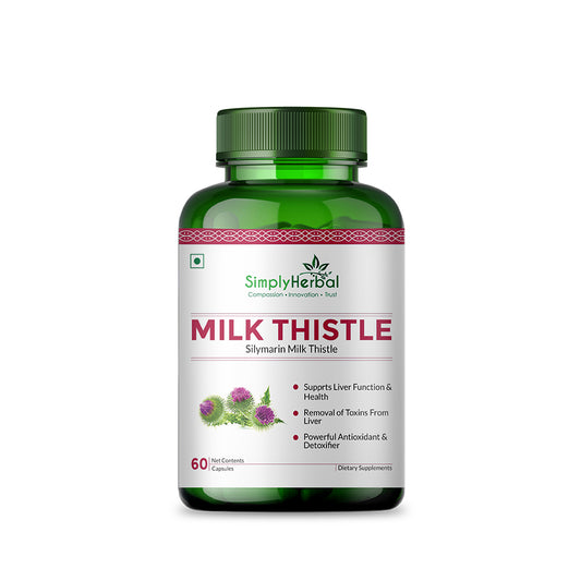 Simply Herbal Milk Thistle (Silymarin) Support Liver Health 500Mg - 60 Capsules