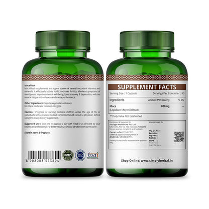 Simply Herbal Maca Root Extract 800 Mg Veg Capsules - 90 Count