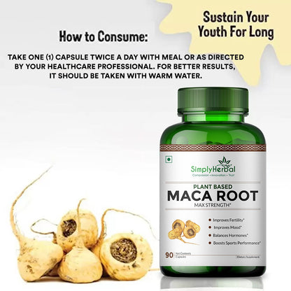 Simply Herbal Maca Root Extract 800 Mg Veg Capsules - 90 Count