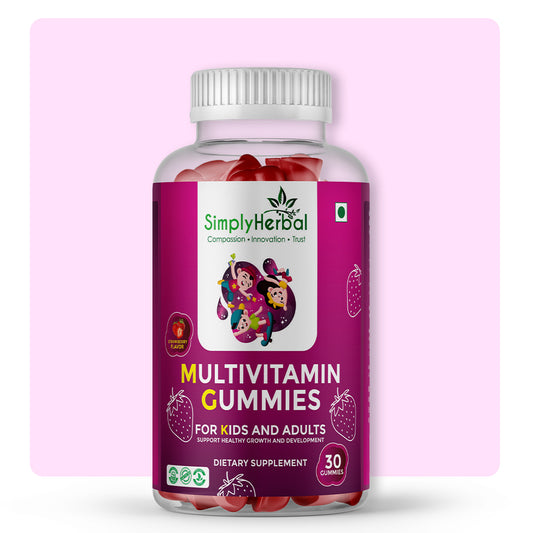 Simply Herbal Multivitamin Gummies With Calcium, Biotin, Vitamin A B C for Kids & Adults – 30 Count