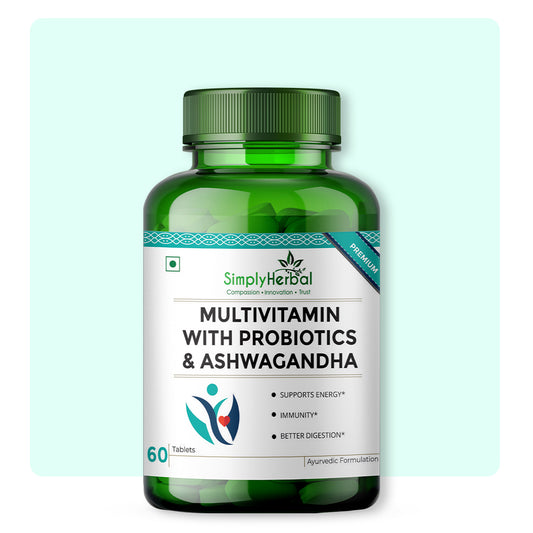 Simply Herbal Multivitamin With Probiotics & Ashwagandha Enriched With 45 Ingredients 60 Tablets