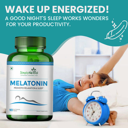 Simply Herbal Melatonin 10mg Sleeping Aid Healthy Sleep Cycle-90 Tablets