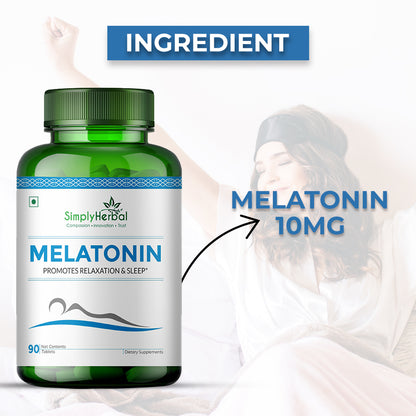 Simply Herbal Melatonin 10mg Sleeping Aid Healthy Sleep Cycle-90 Tablets