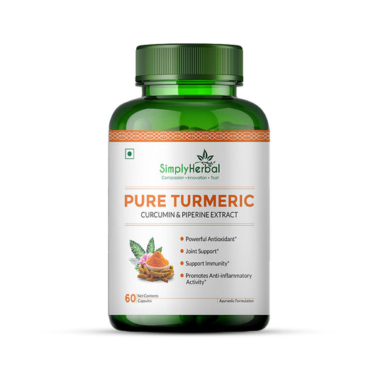 Simply Herbal Pure Turmeric Curcumin & Piperine Extract 800mg- 60 Capsules