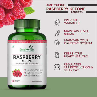 Simply Herbal Raspberry Ketone with Green Tea & Garcinia Cambogia 800Mg - 60 Capsules