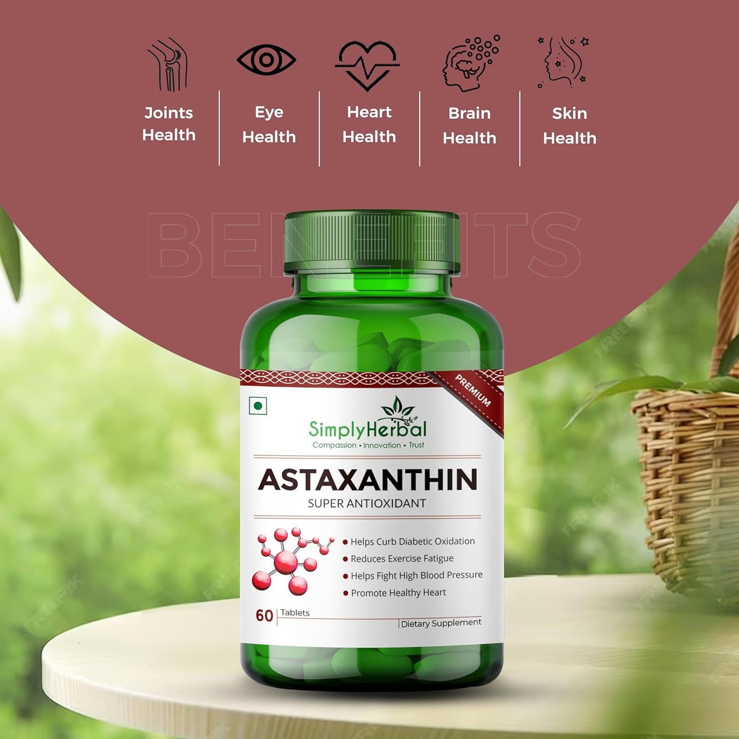 Simply Herbal Astaxanthin Supplement Tablets - 60 Tablets