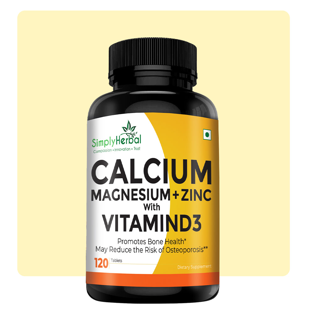 Simply Herbal Calcium Magnesium Zinc Vitamin D3 With Vitamin B12 -120 Tablets